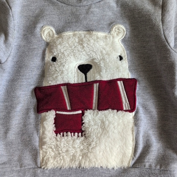 petit lem winter polar bear crewneck sweatshirt 9 months baby - Picture 2 of 5